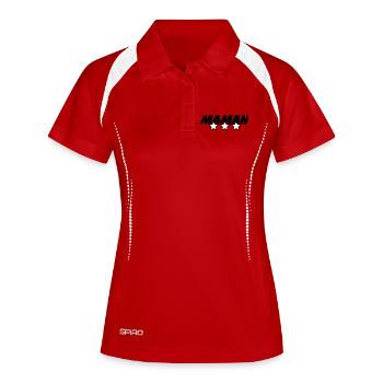 Maman d'Amour - Muttertag - Frauen Polo atmungsaktiv - Rot/Weiß - Vorne