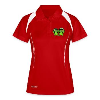 2 Frösche Reggae Musik Rasta Haare Mütze Jamaika - Frauen Polo atmungsaktiv - Rot/Weiß - Vorne