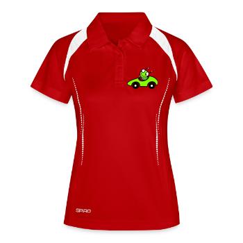Caterpillar Worm Voiture de course Voiture de course Conduite rapide Sports - Polo respirant Femme - rouge/blanc - Devant