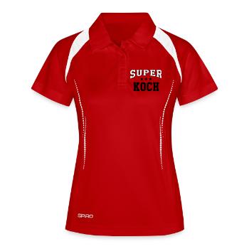 super cuisinier - Polo respirant Femme - rouge/blanc - Devant