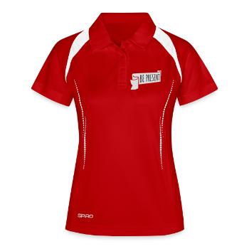Soyez présent en ce moment, ici et maintenant Texte de citation - Polo respirant Femme - rouge/blanc - Devant