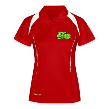 3 Frösche Team Kröte Freunde Cool Crew Lustig süß - Frauen Polo atmungsaktiv - Rot/Weiß - Vorne