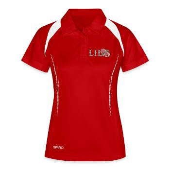 lettrage Prénom LILA Florale Vintage - Polo respirant Femme - rouge/blanc - Devant
