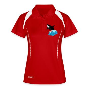 Orca-Druck - Frauen Polo atmungsaktiv - Rot/Weiß - Vorne