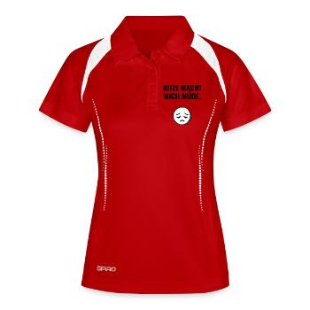 Hitze macht mich müde. - Frauen Polo atmungsaktiv - Rot/Weiß - Vorne
