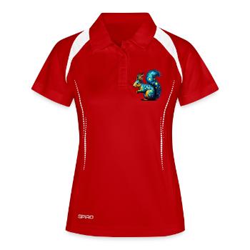Eichhörnchen - Frauen Polo atmungsaktiv - Rot/Weiß - Vorne