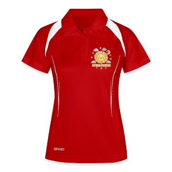 Lion mignon avec design de nuage et de lune - Polo respirant Femme - rouge/blanc - Devant