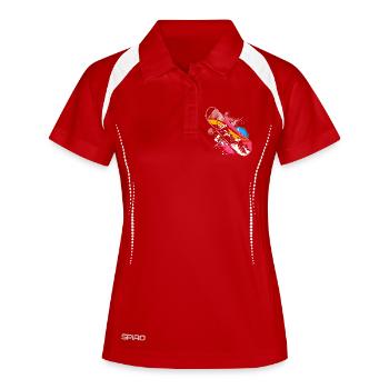 Graphismes de snowboard - Polo respirant Femme - rouge/blanc - Devant