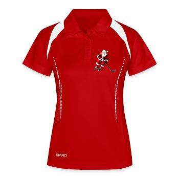 Weihnachten Eishockeyspieler - Frauen Polo atmungsaktiv - Rot/Weiß - Vorne