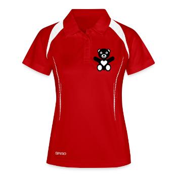 Bear Heart Love - Frauen Polo atmungsaktiv - Rot/Weiß - Vorne