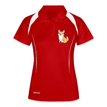 Fröhlicher Corgi (Comic) - Women's Polo breathable - red/white - Front