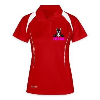 Hartnäckig - Frauen Polo atmungsaktiv - Rot/Weiß - Vorne