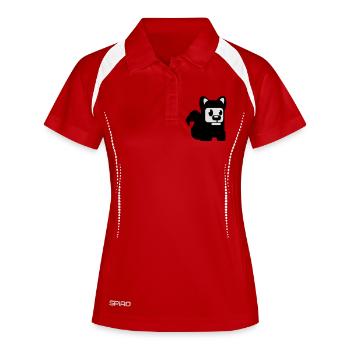 hund fuchs wolf - Polo respirant Femme - rouge/blanc - Devant