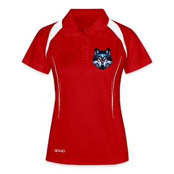 Loup - Polo respirant Femme - rouge/blanc - Devant