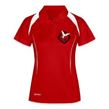 Tauben - Frauen Polo atmungsaktiv - Rot/Weiß - Vorne