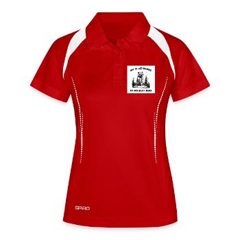 Satire des ratons laveurs : ne pas s’auto-diagnostiquer - Polo respirant Femme - rouge/blanc - Devant