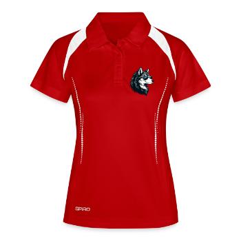 Wolf-Husky-Sonnenbrille - Frauen Polo atmungsaktiv - Rot/Weiß - Vorne
