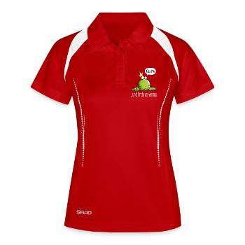 Küss mich oder finde es heraus - Frosch - Geschenk - Frauen Polo atmungsaktiv - Rot/Weiß - Vorne