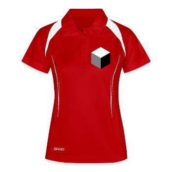Silhouette cubique géométrique - Polo respirant Femme - rouge/blanc - Devant
