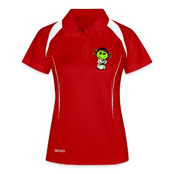Gamer Raupe Nerd zocken Controller Konsole Spiel - Frauen Polo atmungsaktiv - Rot/Weiß - Vorne