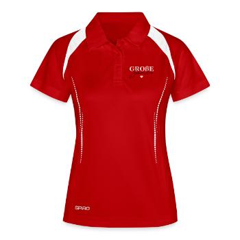 Große Schwester - Frauen Polo atmungsaktiv - Rot/Weiß - Vorne