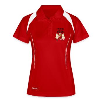 Je suis ici pour les huées Drôle de fantôme - Polo respirant Femme - rouge/blanc - Devant