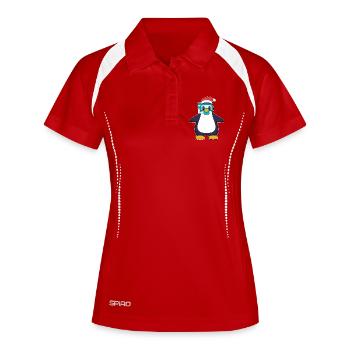 Pinguin Weihnachten Tauchen - Frauen Polo atmungsaktiv - Rot/Weiß - Vorne