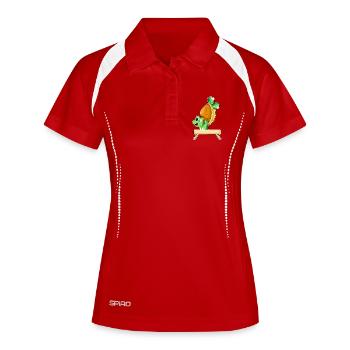 Gymnastique de la Tortue Fitness - Polo respirant Femme - rouge/blanc - Devant