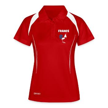 Dreikolor-Hahn Frankreichs - Frauen Polo atmungsaktiv - Rot/Weiß - Vorne