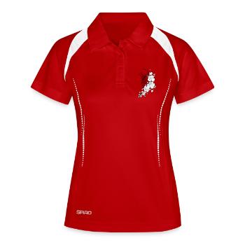 Owl Floral Peony Owl Drawing - Women's Polo breathable - red/white - Front