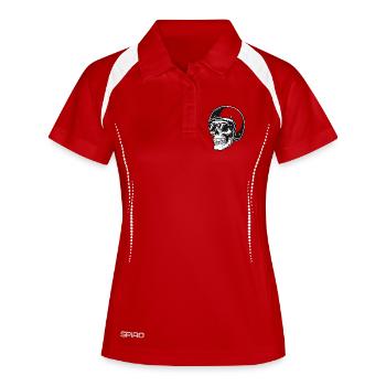 Image de motard squelette avec casque - Polo respirant Femme - rouge/blanc - Devant