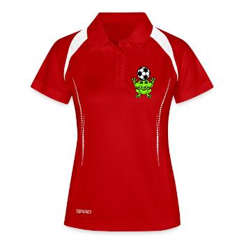 Frosch Fußball Kopfball Köpfer Ball Spielen Kröte - Frauen Polo atmungsaktiv - Rot/Weiß - Vorne