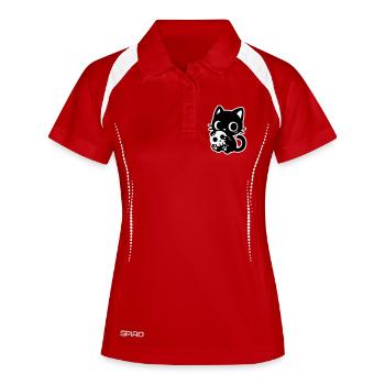 Chat mignon effrayant avec un crâne | Kawaii Spooky Mot - Polo respirant Femme - rouge/blanc - Devant