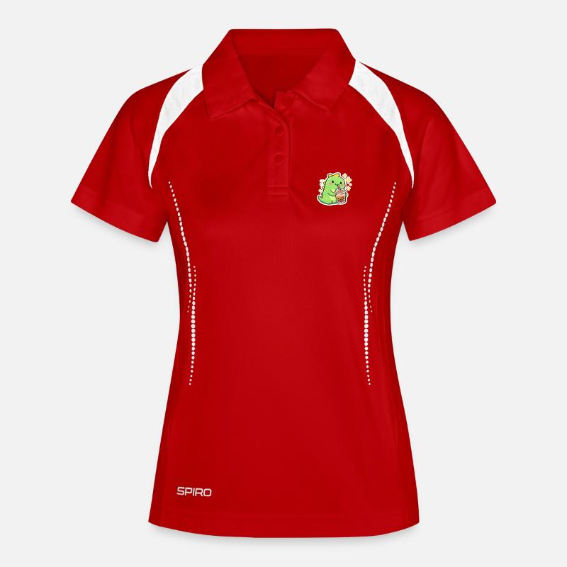 Sweet dinosaur with bubble tea - Women's Polo breathable - red/white