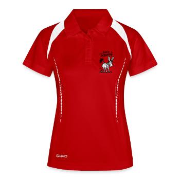 Black and white cartoon donkey with a big grin - Women's Polo breathable - red/white - Front