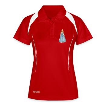 Prinzessin im Eiskristallkleid - Frauen Polo atmungsaktiv - Rot/Weiß - Vorne