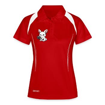 Lapin câlin avec marteau à pointes - Polo respirant Femme - rouge/blanc - Devant