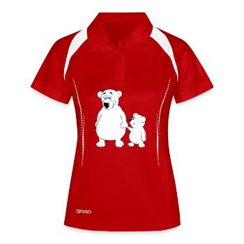 Drolly bébé ours avec papa ou maman - Polo respirant Femme - rouge/blanc - Devant