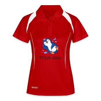 Gute Nacht Pinguine Nachthemd Schlafanzug Pyjama - Frauen Polo atmungsaktiv - Rot/Weiß - Vorne
