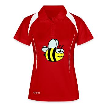 Dessin animé joyeux de l’abeille jaune - Polo respirant Femme - rouge/blanc - Devant