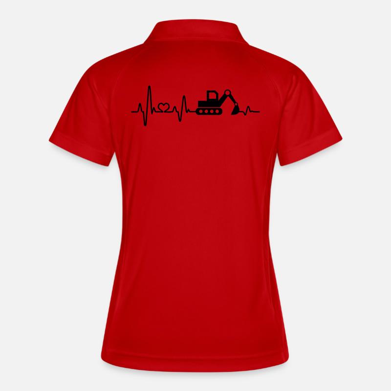 Bagger Baustelle Bauarbeiter Baggerfahrer Geschenk - Frauen Polo atmungsaktiv - Rot/Weiß