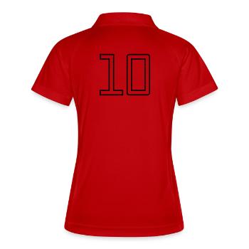 Numéro 10 (Style Université) - Polo respirant Femme - rouge/blanc - Dos