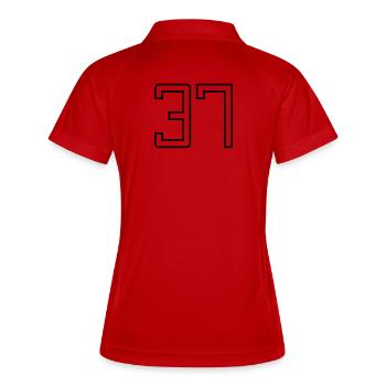 Numéro 37 (Style Université) - Polo respirant Femme - rouge/blanc - Dos