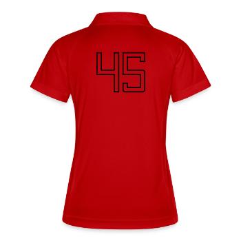 Numéro 45 (Style Université) - Polo respirant Femme - rouge/blanc - Dos