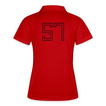 Numéro 57 (Style Université) - Polo respirant Femme - rouge/blanc - Dos