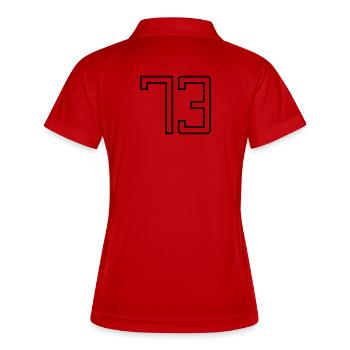 Numéro 73 (Style Université) - Polo respirant Femme - rouge/blanc - Dos
