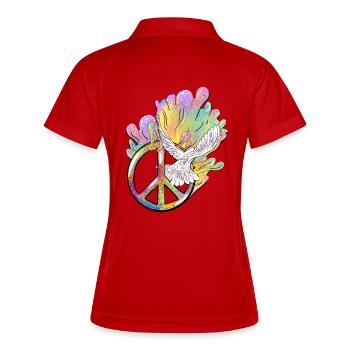 Peace is Colorful - Frauen Polo atmungsaktiv - Rot/Weiß - Hinten