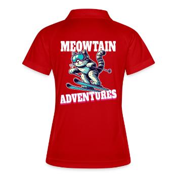 Meowtain Adventure – Chat skieur - Polo respirant Femme - rouge/blanc - Dos