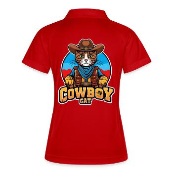 chat, chat cowboy, country - Polo respirant Femme - rouge/blanc - Dos