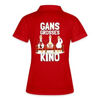GANS GROßES KINO - rot/beige Gänse - Frauen Polo atmungsaktiv - Rot/Weiß - Hinten